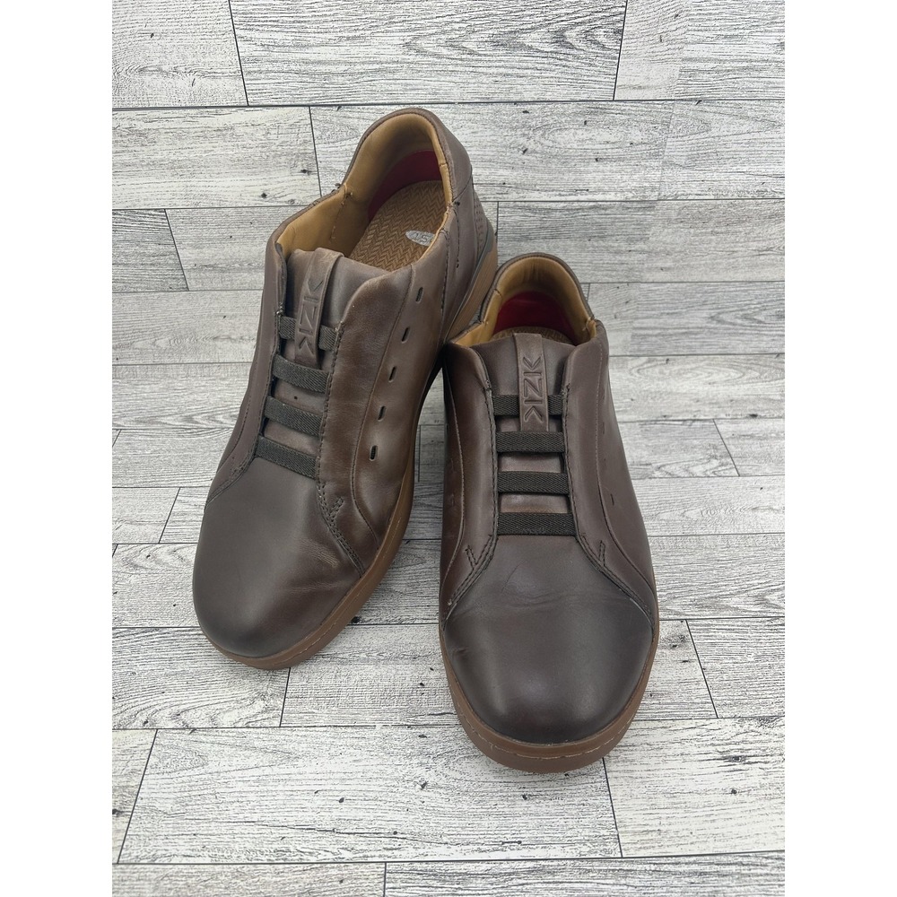 Kizik Shoes Mens Size 8.5 Wide Brown Slip On Hands Free Leather Comfort Casual